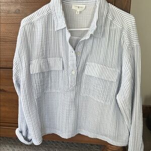 Lou & Grey Blue Striped Button Down Shirt like new!